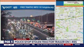 I-495 blocked after stolen tractor trailer stopped by police | FOX 5 DC