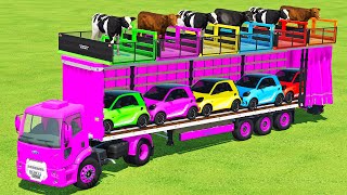 TRANSPORTING NEW CALFS & SMART MINI CARS WITH FORD TRUCK  Farming Simulator 22