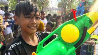 Sangkran Wat Phnom 2024 - Happy Khmer New Year 2024 - Crowd Play Water Festival In Cambodia