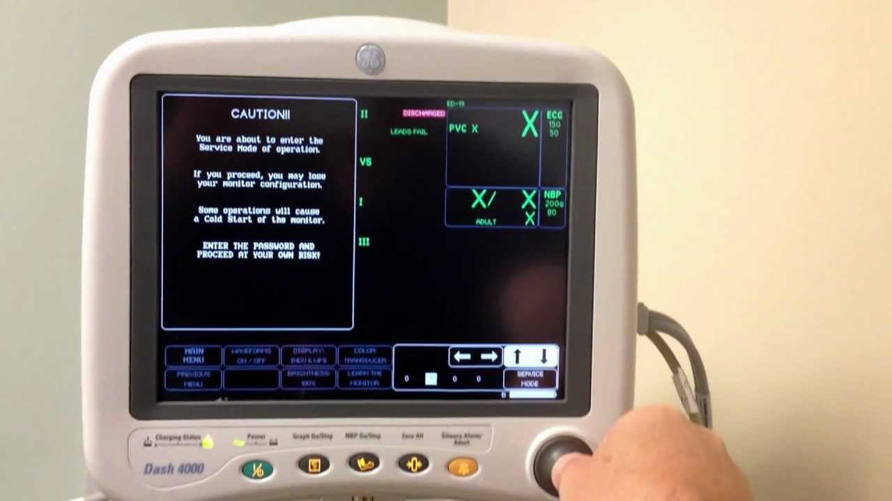 GE Dash 4000 Patient Monitor: COM ports, RS232, and Service Mode