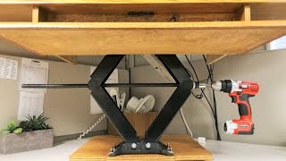 Height Adjustable Standing Desk This is a adjustable desktop desk for standing. I wanted to make something for my work that would carry a couple of monitors, be
