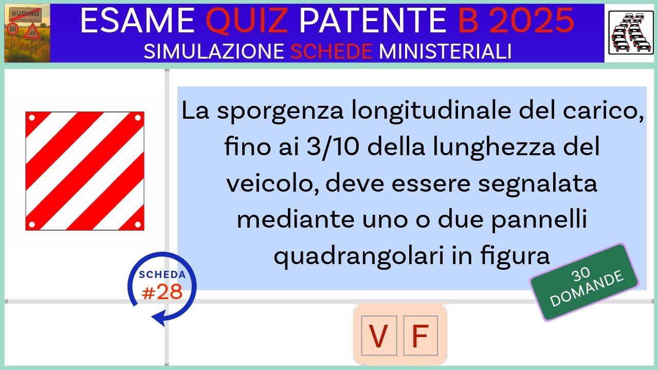Esame quiz patente B 2025  - Simulazione schede ministeriali #28