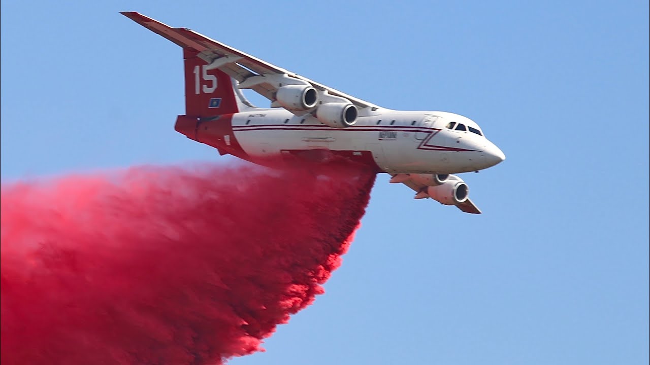 Air Tankers & Fire Helicopters working the 200+ Acres Bridge Fire in Auburn CA