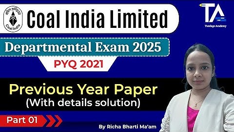 CIL Personnel PYQ 2021 (Part-01) for Departmental Exam||CIL Departmental PYQ by Richa Bharti Ma