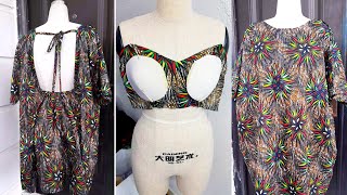 Inbuilt bra cups: How to cut and sew backless bubu with illusion bra cups