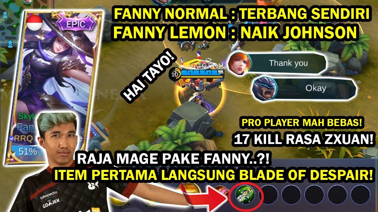 FANNY RRQ LEMON KESURUPAN ZXUAN! 17 KILL! ITEM PERTAMA LANGSUNG BLADE OF DESPAIR!