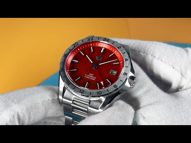 San Martin 39mm Red Agate Green Jade Gemstone Dial Men Mechanical