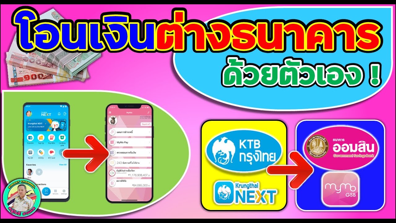 โอนเงินต่างธนาคารด้วยตัวเองจากแอพ Next ไป Mymo หรือจากธ.กรุงไทย ไป ธ.ออมสิน แถมฟรีค่าธรรมเนียมด้วย