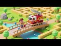 JJ and Fire Truck Cross the Moving Square Ball Maze Bridge Nursery Rhyme Kids Song