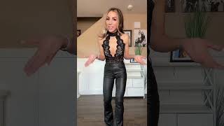 Celebrity faux leather flare pants Wealth