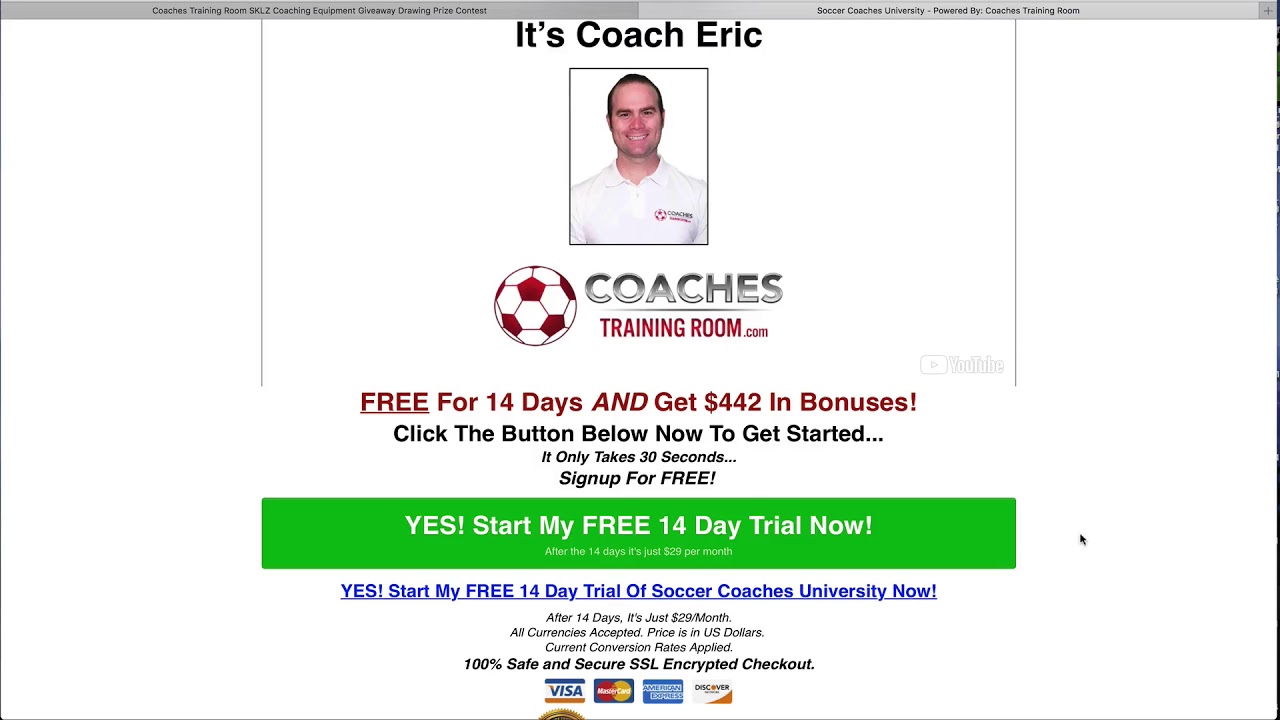 Soccer Coaching Equipment Drawing Giveaway Contest SKLZ Coaches Training Room FREE