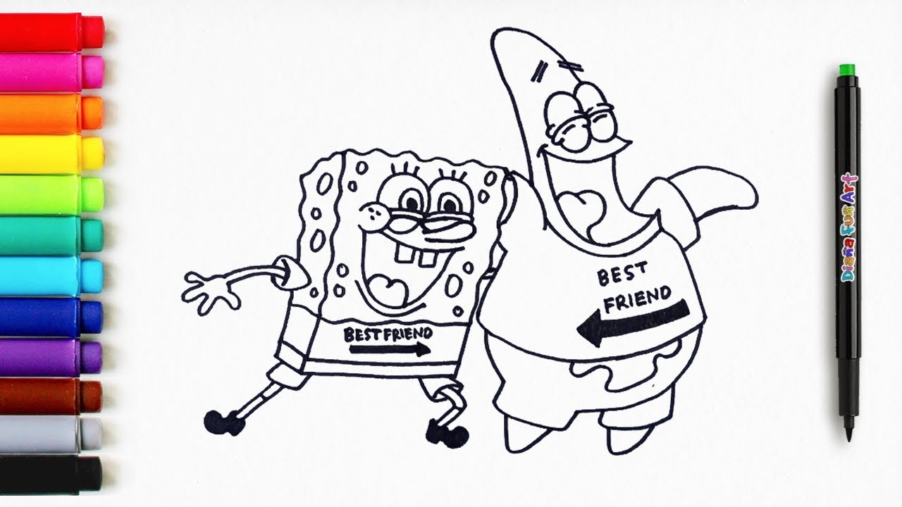 Drawing and Coloring SpongeBob SquarePants and Patrick Star Best Friend ...
