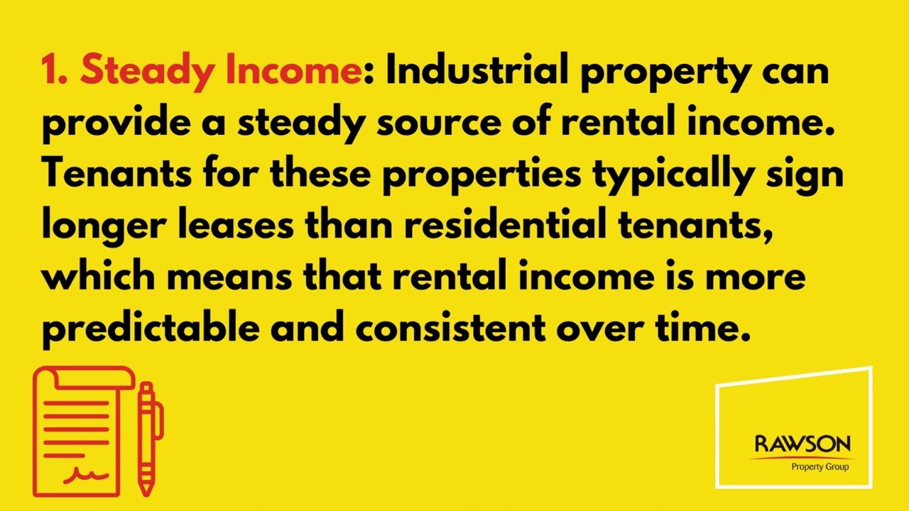 What are 4 benefits of purchasing Industrial property?