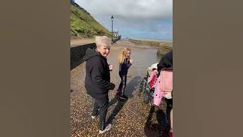Getting soaked by some big waves at Cromer