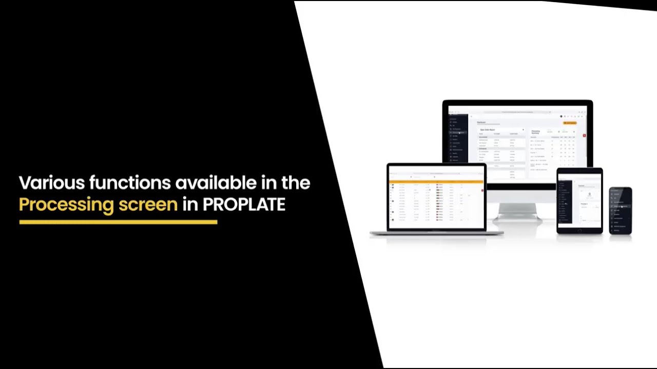 Various Functions Available in the Processing Screen in PROPLATE™
