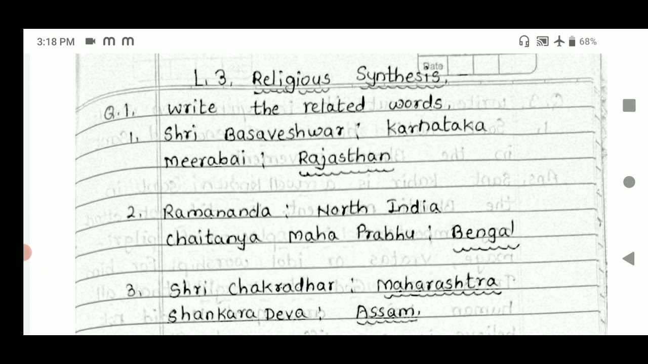 ssc std 7th Subject History Lesson 3 Religious Synthesis Question and ...
