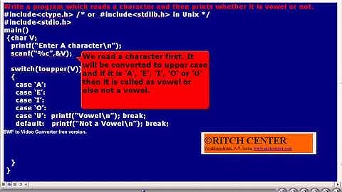 funda25: C program to find vowel or not using switch