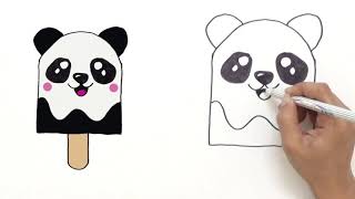 panda drawings easy animal ice cream simple cartoon wolf sad