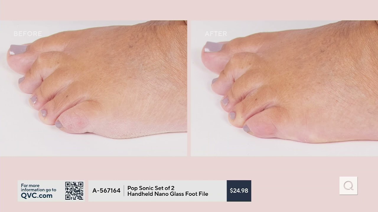 Pop Sonic Set of 2 Handheld Nano Glass Foot File on QVC