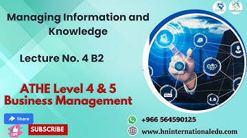 Managing Information and Knowledge Lecture No. 04 B2 ATHE Level 4 & 5 Business Management