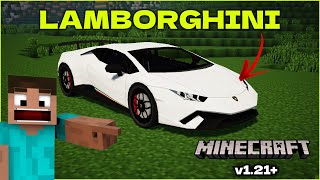 REALISTIC *LAMBORGHINI* ADDON WITH INTERIOR FOR MINECRAFT PE v1.21+ Lamborghini Addon For Minecraft