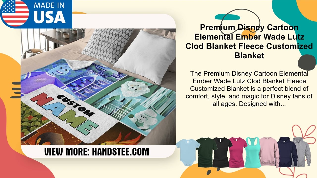 Premium Disney Cartoon Elemental Ember Wade Lutz Clod Blanket Fleece Customized Blanket