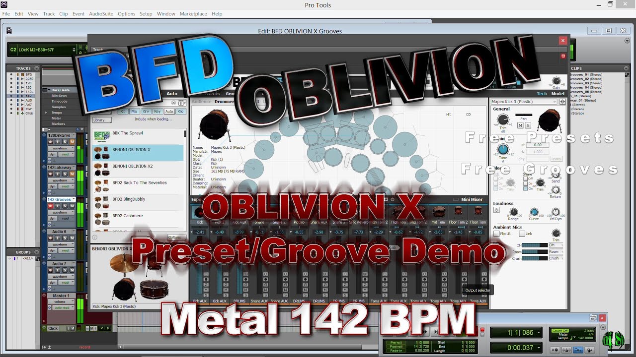 BFD OBLIVION X 142 BPM Grooves - BFD3 Metal Drums