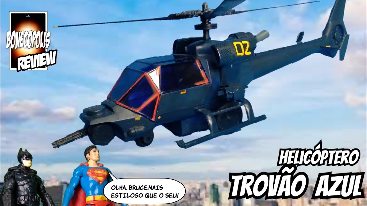 O helicóptero Trovão Azul patrulha os céus de Bonecópolis