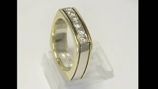 Natural Diamond Square Band Ring .60CT 14K Multi-tone Gold Size 8.25 - 35259