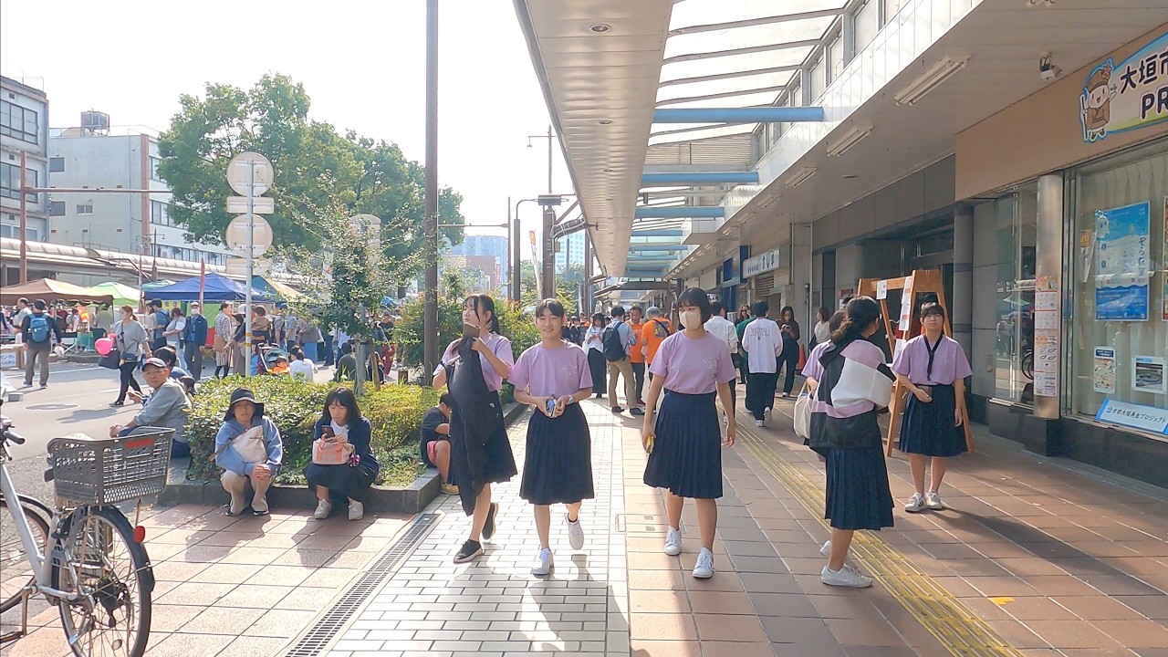 Walk on the festival road in Ogaki, Japan. 岐阜 大垣駅通りを散歩、ジャズフェスティバル 2023.11.5