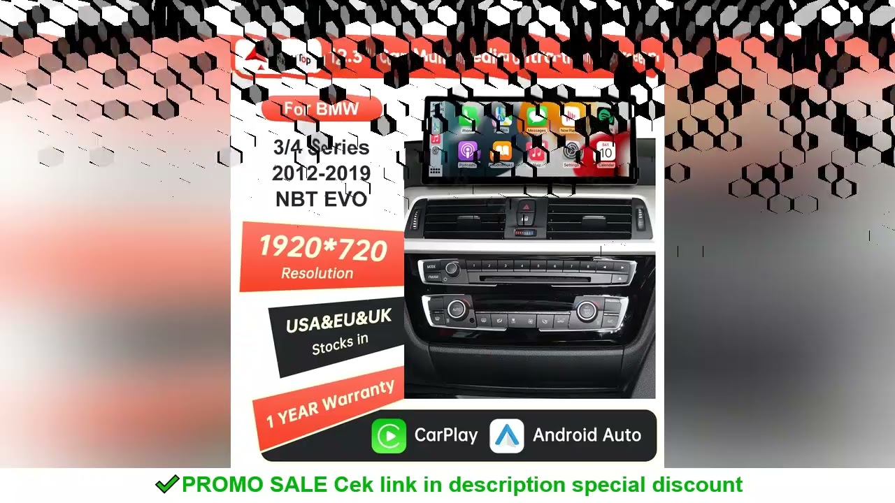 12.3'' Wireless CarPlay Car Multimedia Display Screen For BMW 3 4 Series F30 F31 F32 F33 F34 F36 NBT