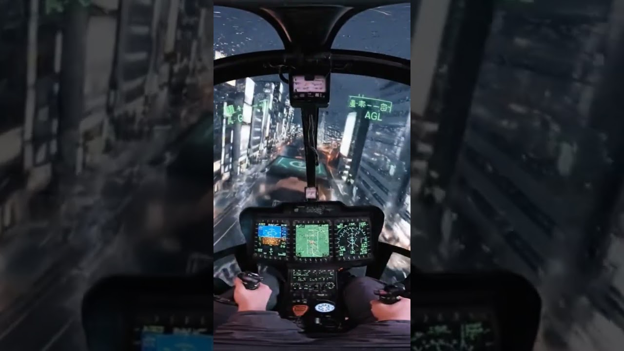 Helicopter simulator through a city 🏙️🚁🏙️