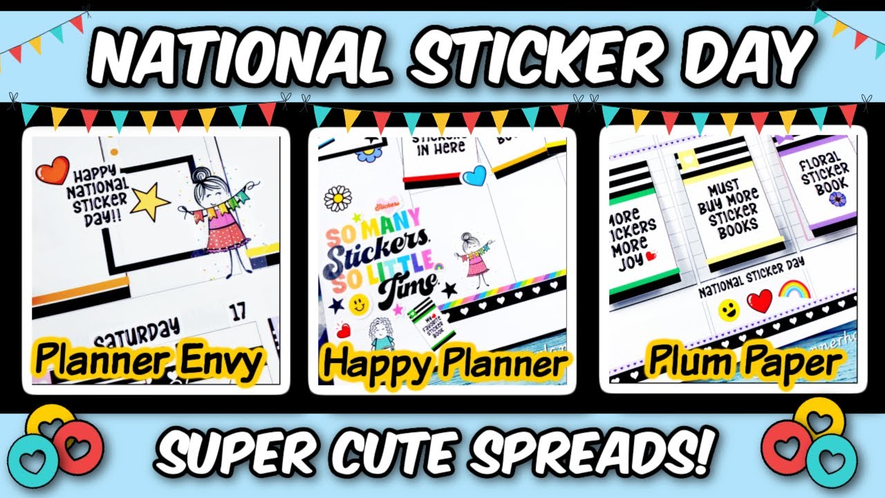 🎉Украшаем 3 разворота ежедневника ко Дню наклеек🎉 Happy Planner, Plum Paper, Planner Envy