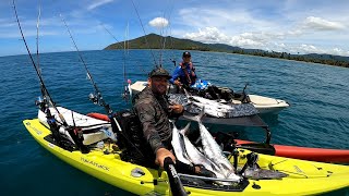 Kayak fishing vertical jigging all morning off shore  hobie outback  2020 kingmackarel Puertorico