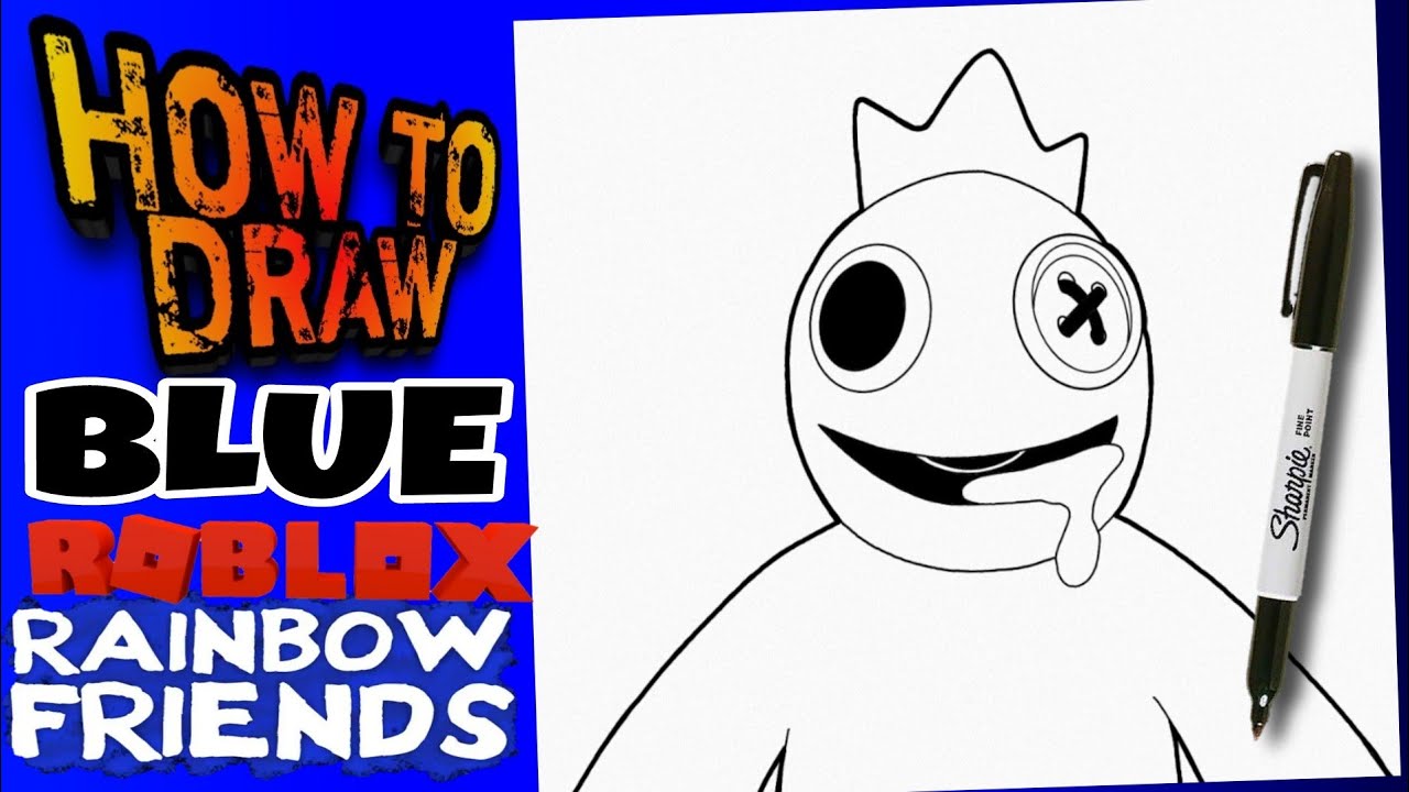 HOW TO DRAW BLUE from ROBLOX RAINBOW FRIENDS  como dibujar a azul de  roblox rainbow friends 