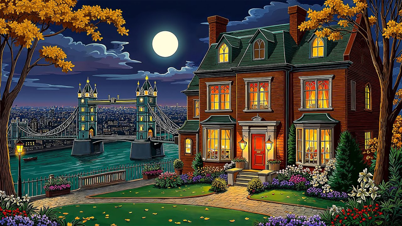 a warm night in london riverside 🍂 1950s classic oldies playing in another room