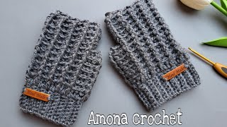 كروشية  قفاز جوانتى رجالى /اولادى بغرزة جميله وسهله Easy crochet fingerless gloves