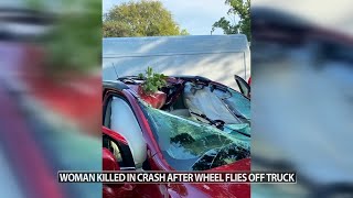Woman dies after wheel from pickup truck slams into her windshield on I-70 near Indianapolis