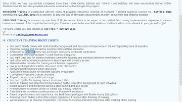 Crescent IT Solutions Online Training and Job Assistance on all Major Computer Courses