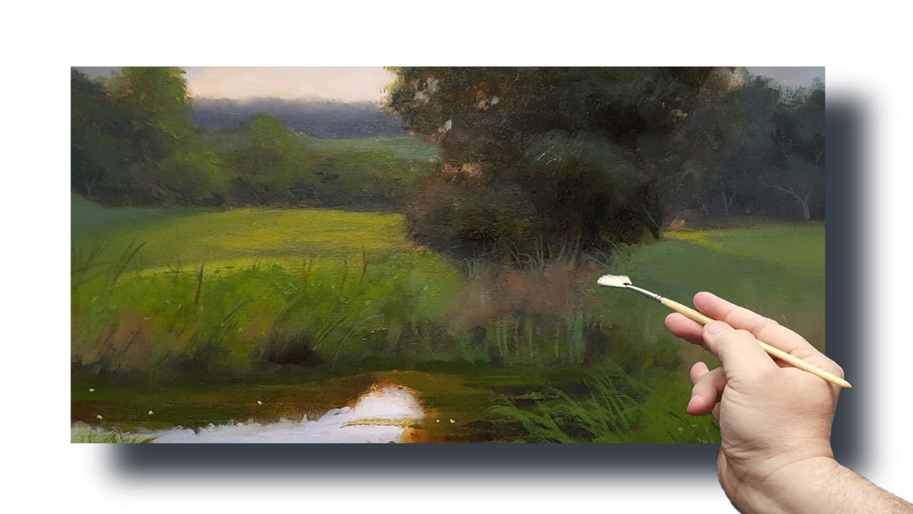 Landscape for beginners. (Full step by step painting lesson.) YouTube