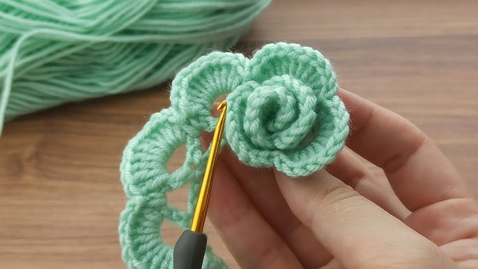 micro crochet flower with embroidery thread tutorial - how to crochet  miniature flower jewelry 