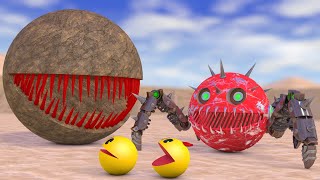 Pacman vs Monsters #4 Compilation (Spider Robot, Sand, Comet, Frozen, Two Legged Robot Monsters)