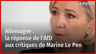 Allemagne : la réponse de l'AfD aux critiques de Marine Le Pen