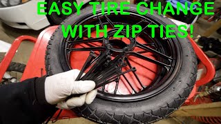 Mounting And Changing A Tire With Just Zip Ties The Easiest Way