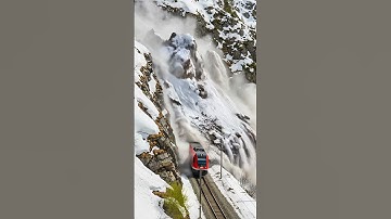 Landslide as Train Passes Mountain Tunnel!