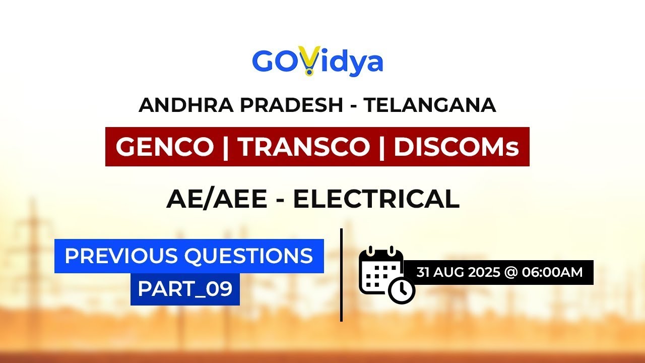 GENCO - TRANSCO - DISCOMs | AE/AEE - Electrical | Previous Questions Part_09 #genco #transco