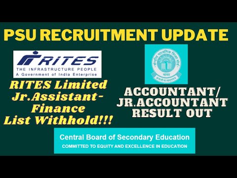 CBSE Accountant and Jr Accountant Result out I RITES LTD Result with Hold