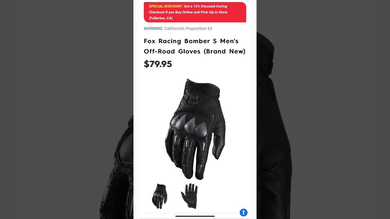 Motorhelmets Store Sale Fox Racing 180 Trev Youth and Bomber S Men's Off-Road Motorcycle Gloves