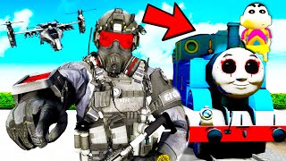 Franklin JOIN SPECIAL FORCES & KILL EVIL THOMAS TRAIN In GTA 5 | SHINCHAN and CHOP