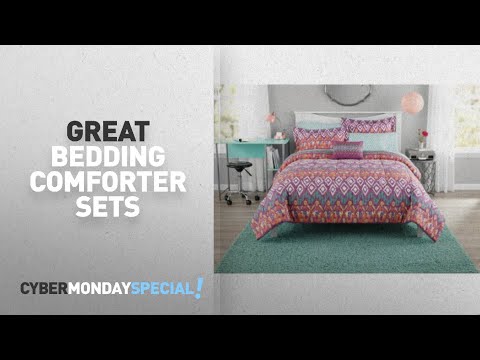 walmart-top-cyber-monday-bedding-comforter-sets-deals:-mainstays-pink-tribal-bed-in-a-bag-comforter